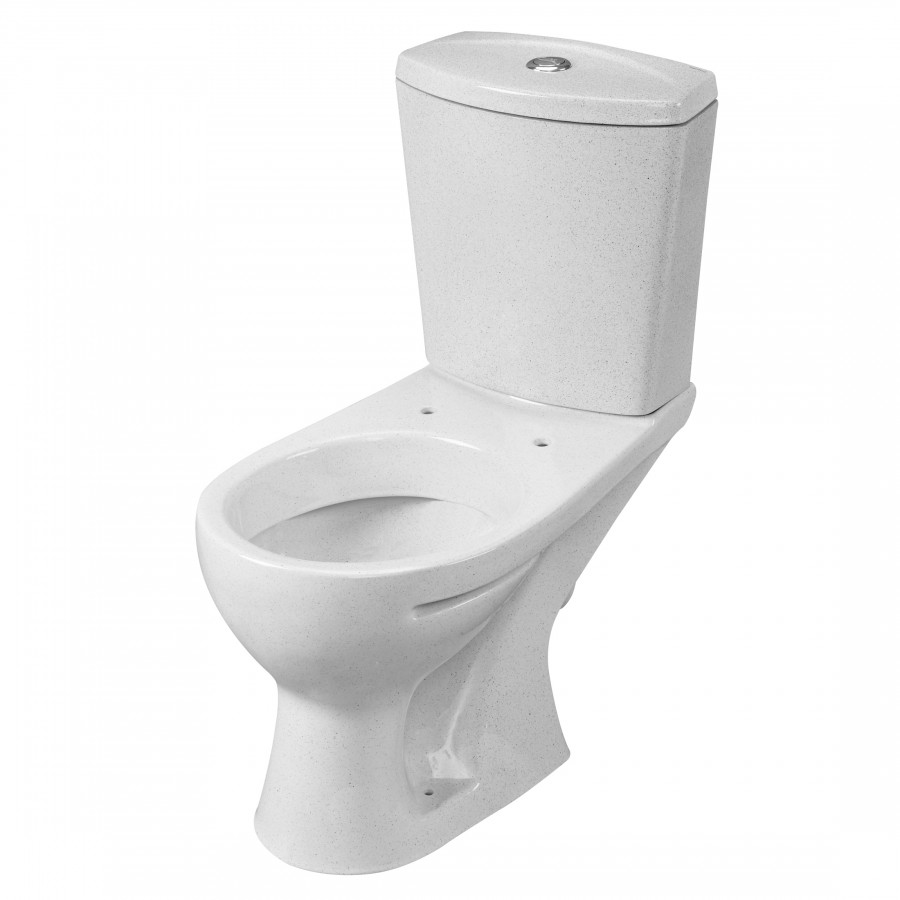 Унитаз-компакт "Ультра" косой выпуск с кнопочной арматурой и сиденьем,крап на белом