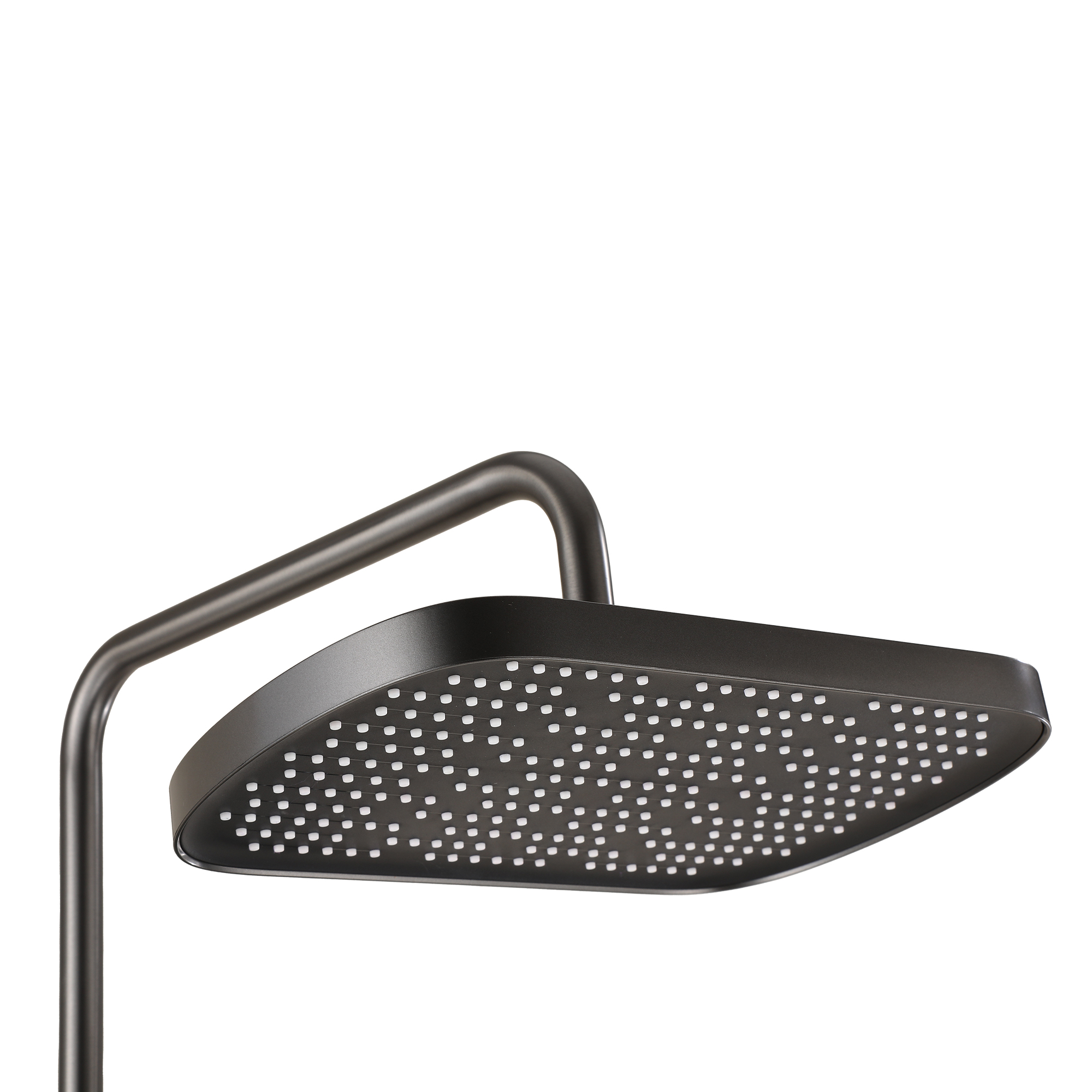 RAIN Смеситель для ванны с душевой стойкой и тропическим душем, вороненая сталь, TOKITO