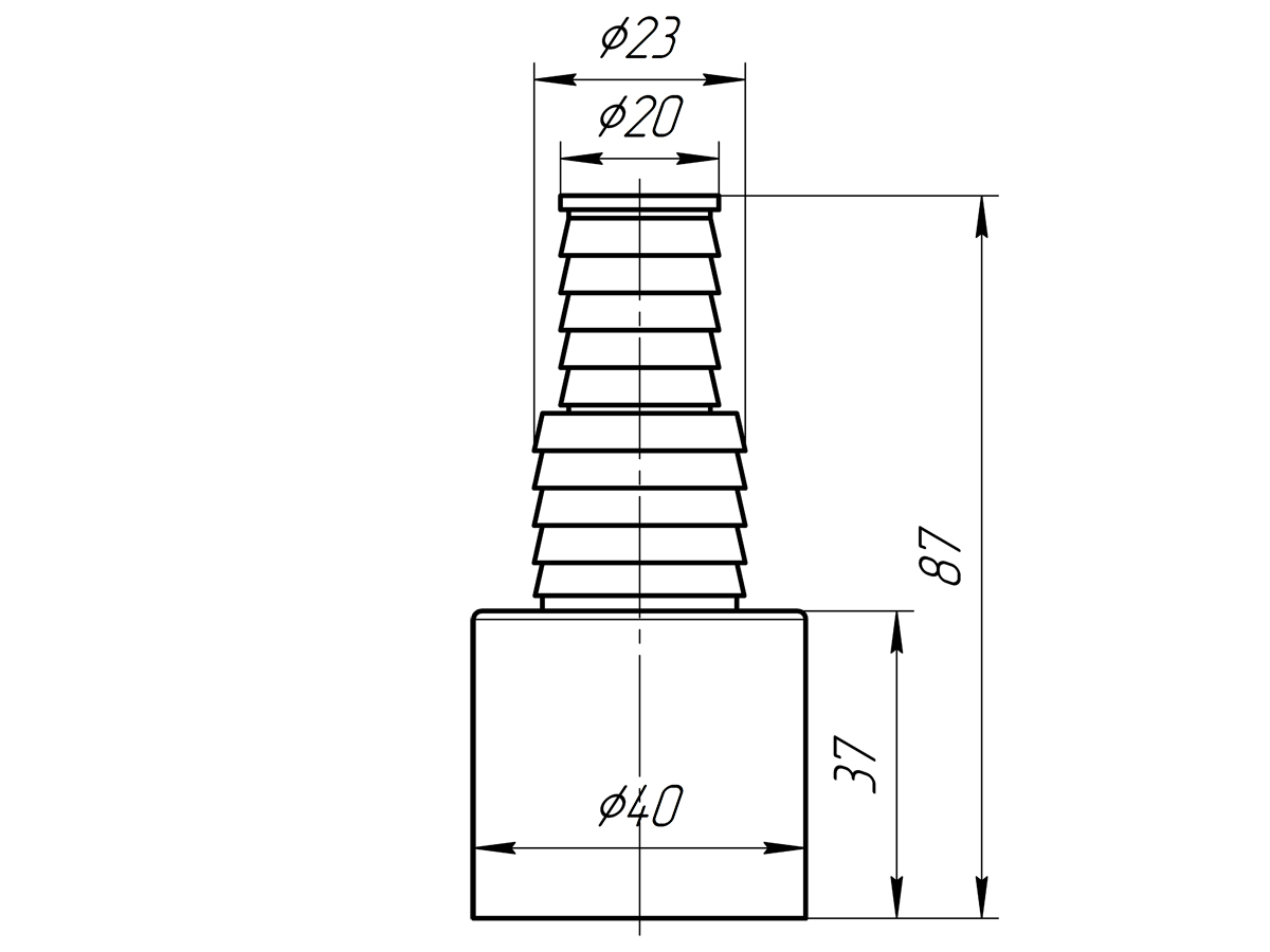 Отвод ст. машины 40мм., ANI PLAST