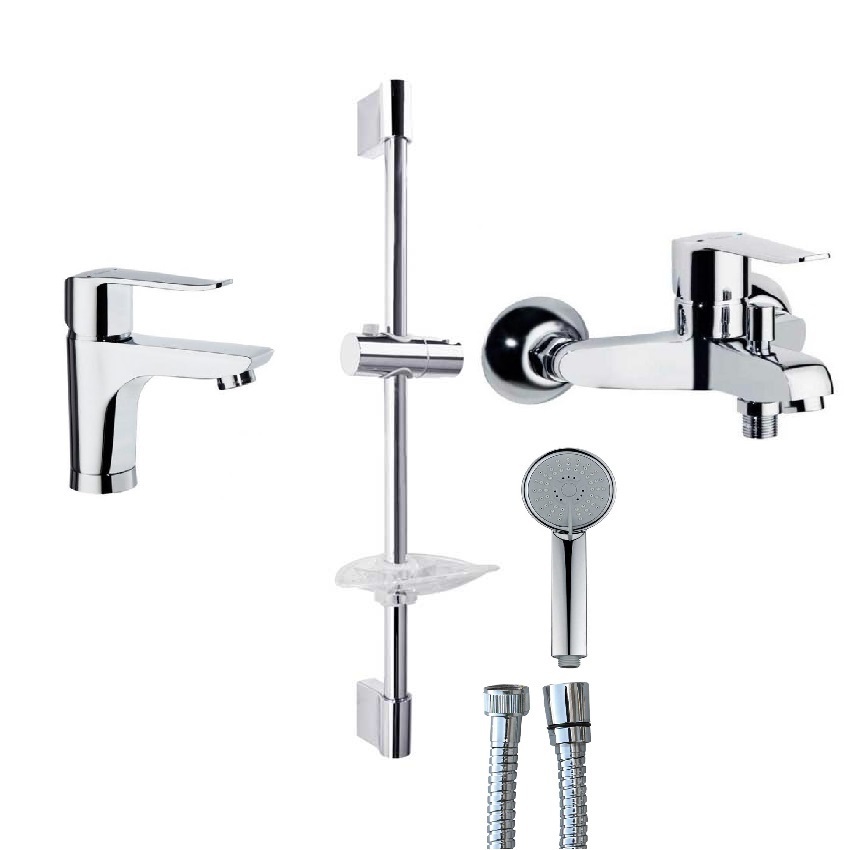 Смеситель для ванны наружнего монтажа однорычажный с душевым комплектом YPSILON PLUS 6474