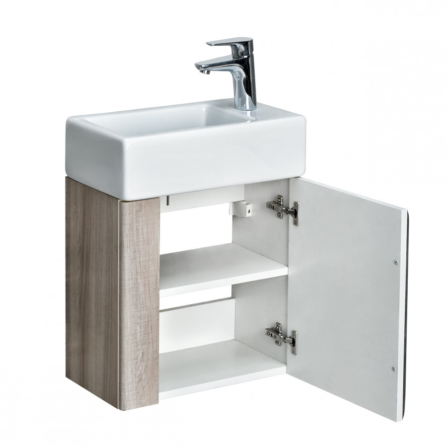 Тумба ВИТА 46, белая, ясень шимо (под раковину ЭРИС 46)