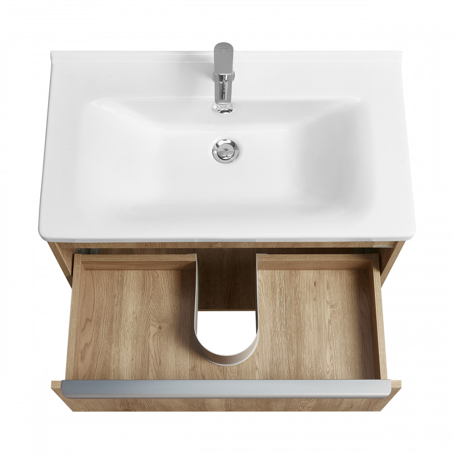 Тумба-умывальник ХОУП 80, 1 ящ., подвесная, орех (под раковину МИРАНДА 80)