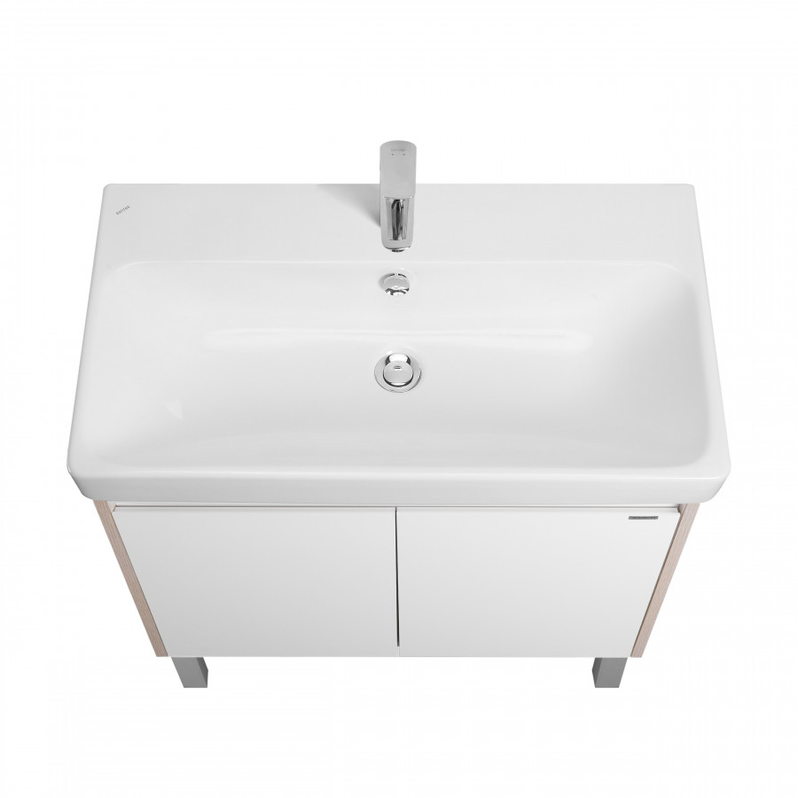 Тумба СКАНДИ DOORS 80, универс., 2 дв., белый глянец/дуб верона (под раковину АДРИАНА 80)