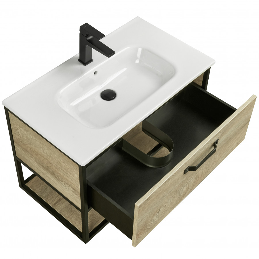 Тумба ЛОФТ ФАБРИК 80, дуб эндгрейн (под раковину ФАБИА 80, VICTORIA-N 80, ОДРИ)