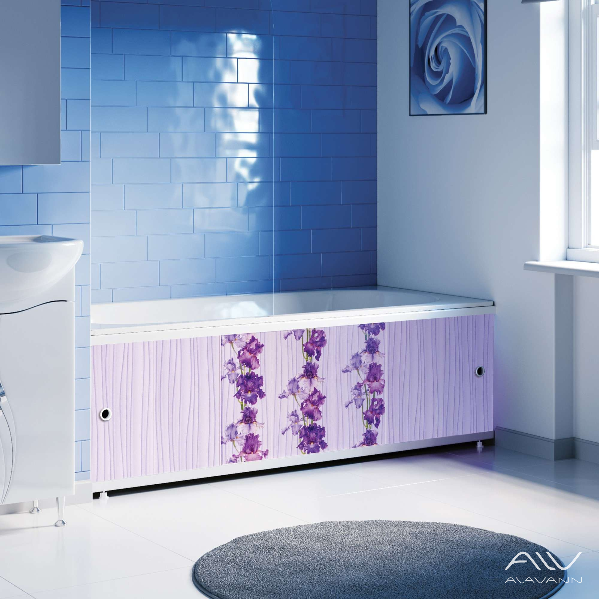 ОПТИМА_Decor Экран для ванны 170 см,ПВХ с офсетной печатью,(ирис-032), ALAVANN