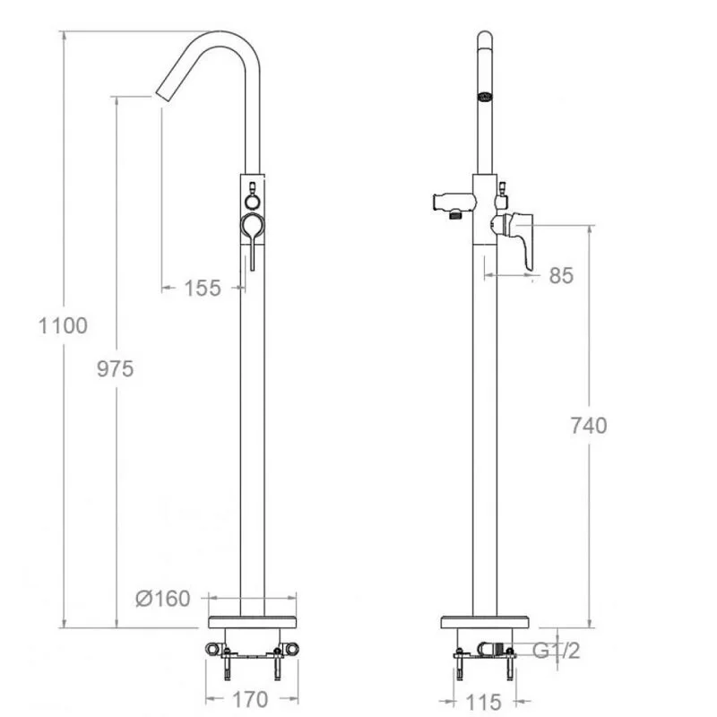 Напольный смеситель для ванны ADAGIO 918503SNM чёрный