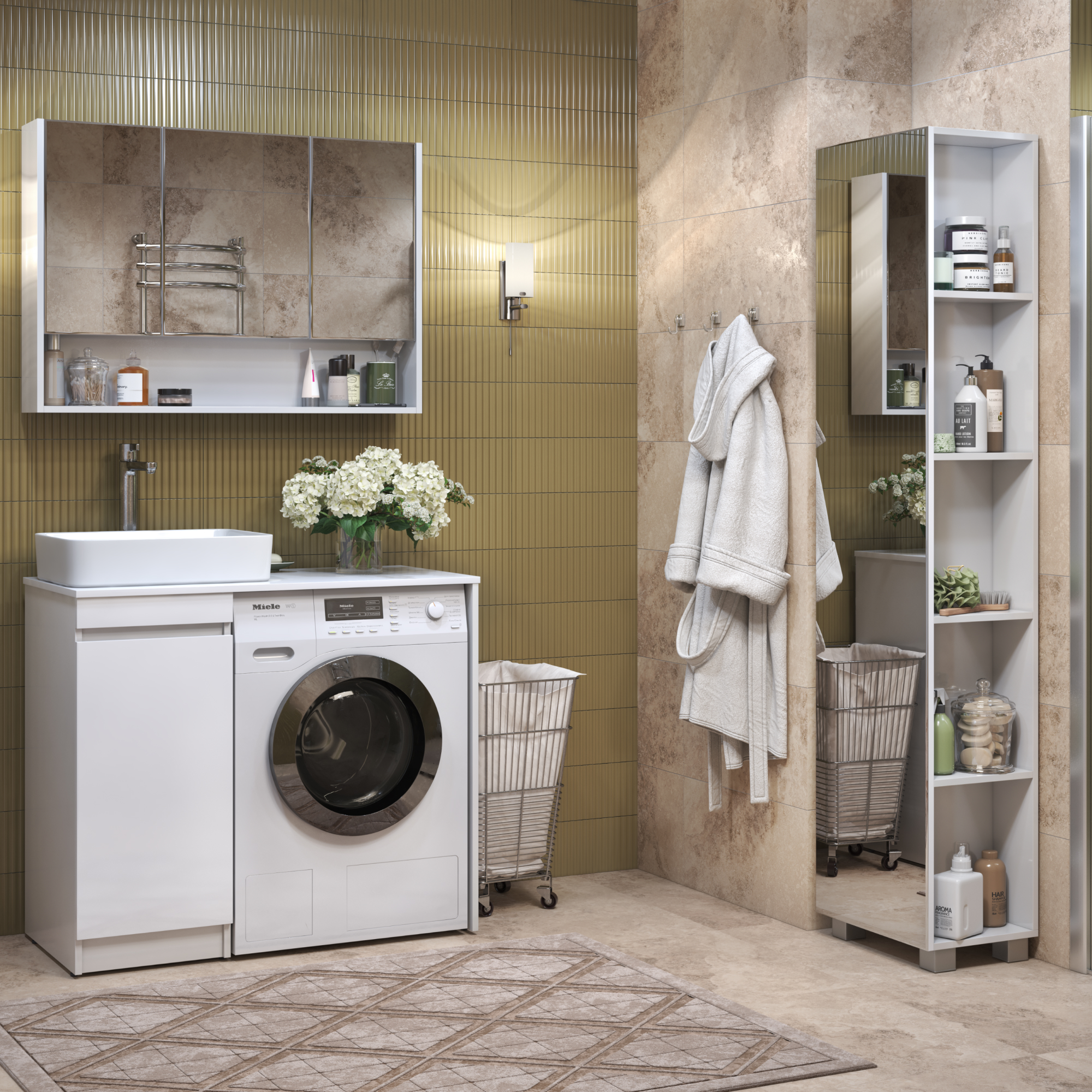 Зеркальный шкаф-пенал VIGO Urban 45 напольный белый (pn.URB.45)