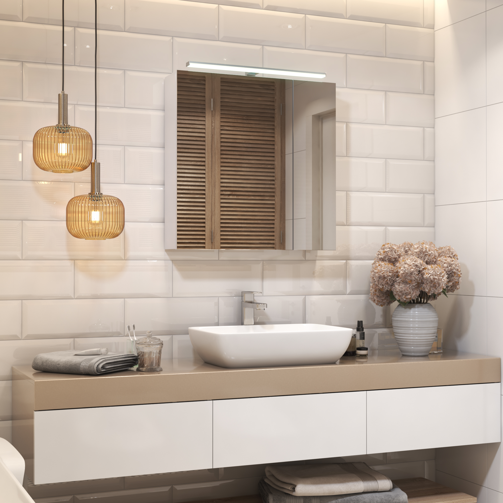 Зеркальный шкаф VIGO Plaza 70 подвесной белый (zsh.PLA.70.El)