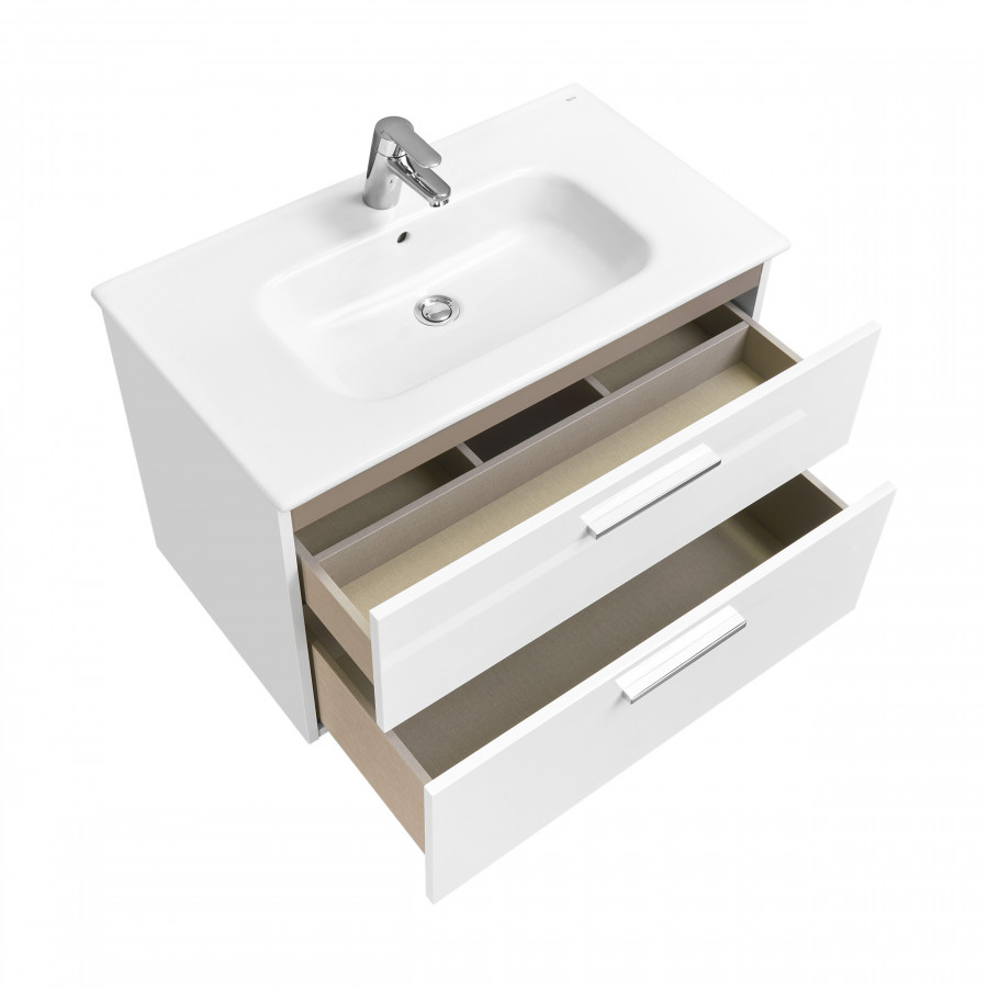 VICTORIA Тумба под раковину VICTORIA 80, 2 ящика, белый гл., ROCA