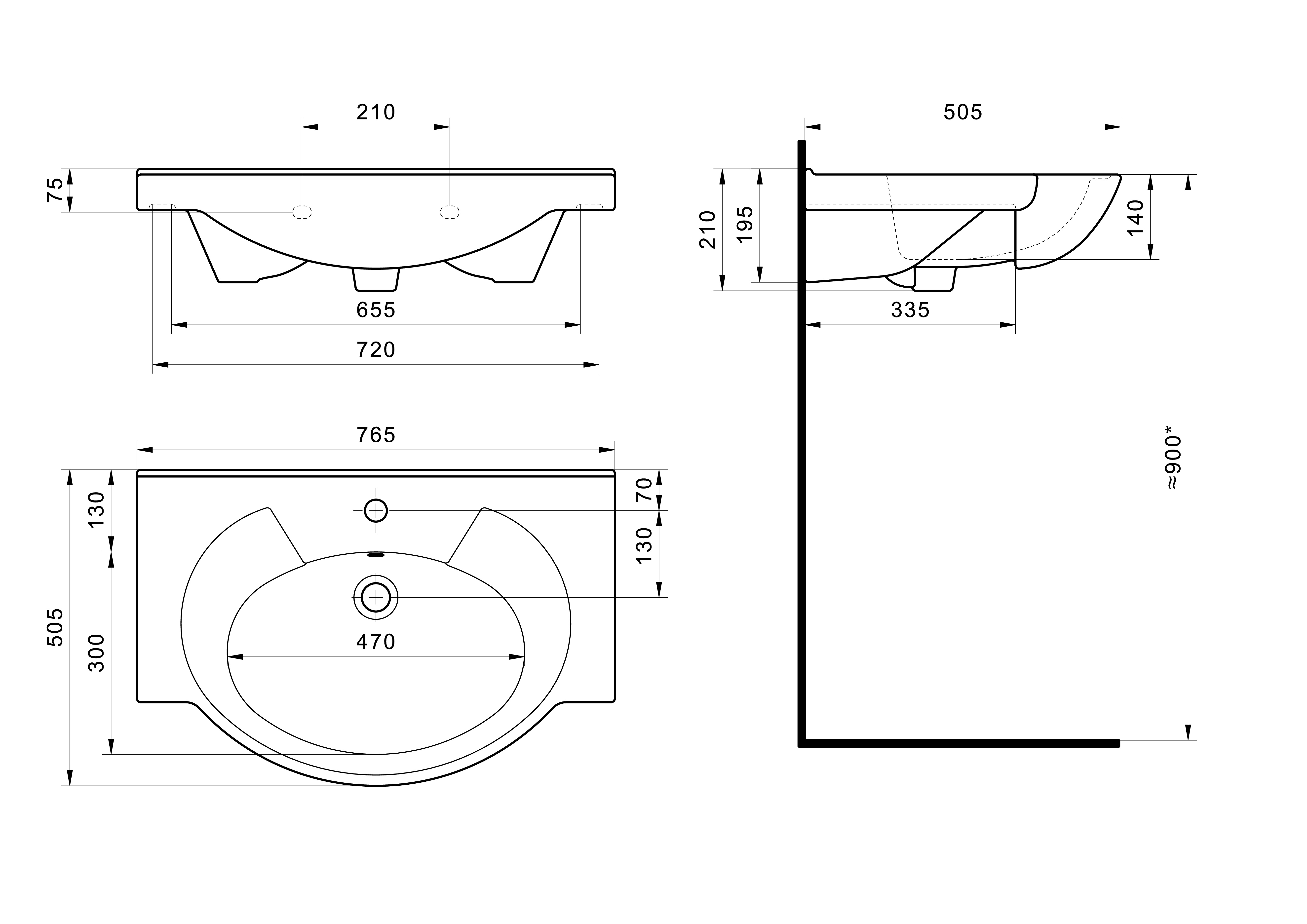 Раковина SANTEK Байкал 75 мебельная белый (WH110259)