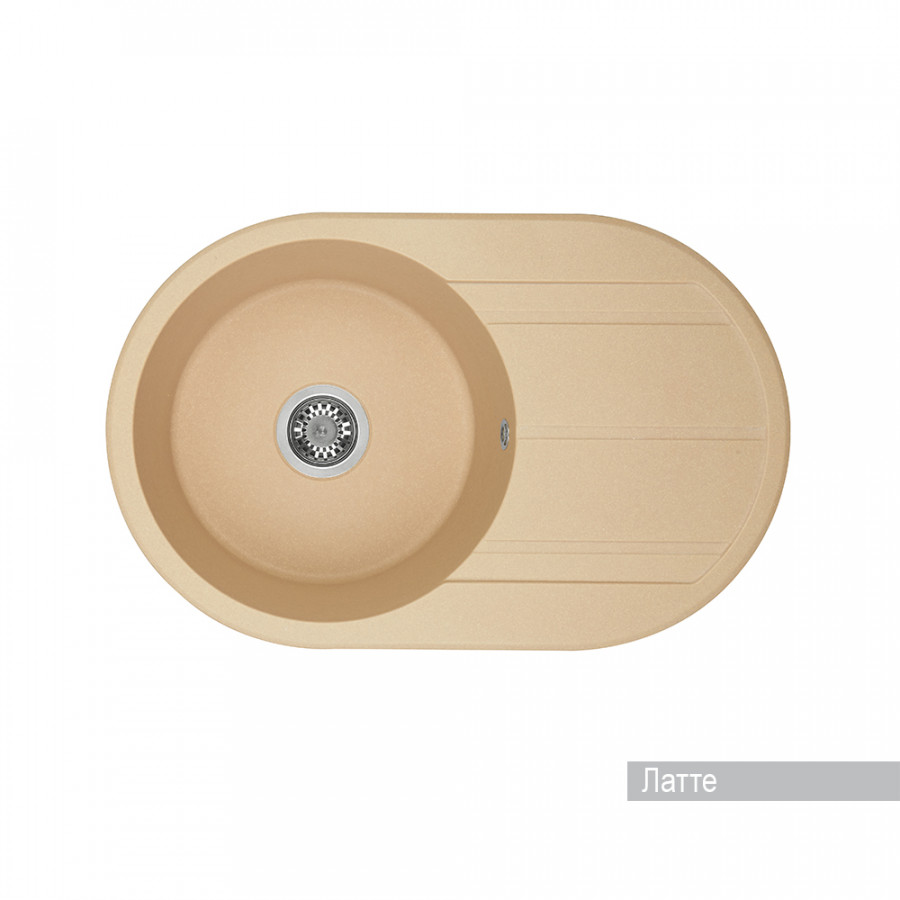 Мойка для кухни  Амира  780x500x211 мм, круглая с крылом, латте