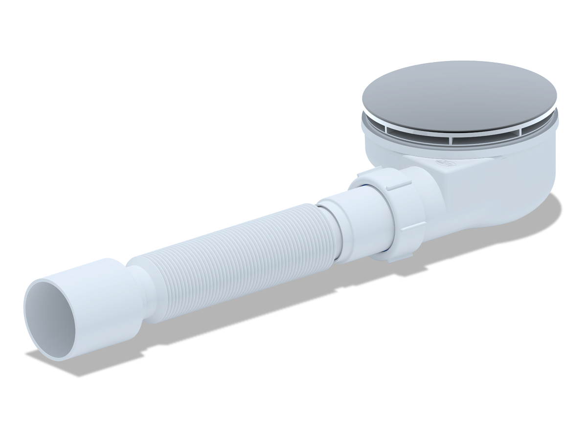 Сифон для душевого поддона 1 1/2*90, h53 мм, с гибкой трубой 375*40*50(вальцовка), ANI PLAST