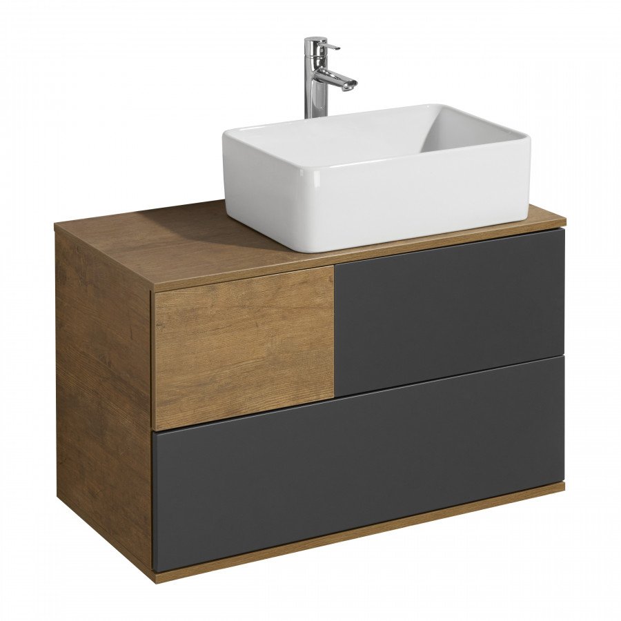 Тумба ТЕРРА 85, дуб кантри, антрацит (под раковину MILA 35, Одри 42, Лола 60)