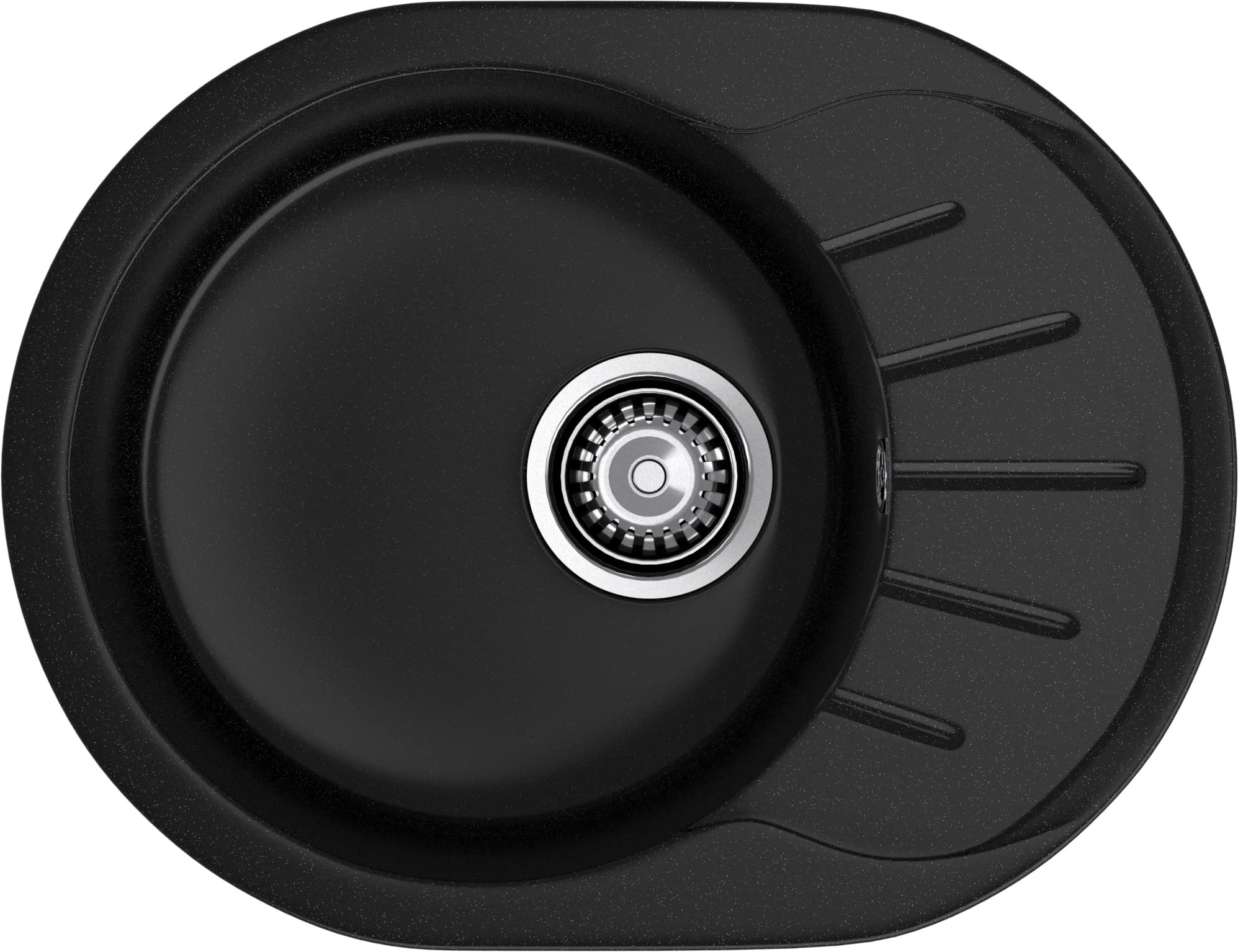 GRANFEST Мойка композит RONDO GF-R--580L  чаша с крылом 579*445мм  черный арт.GF-