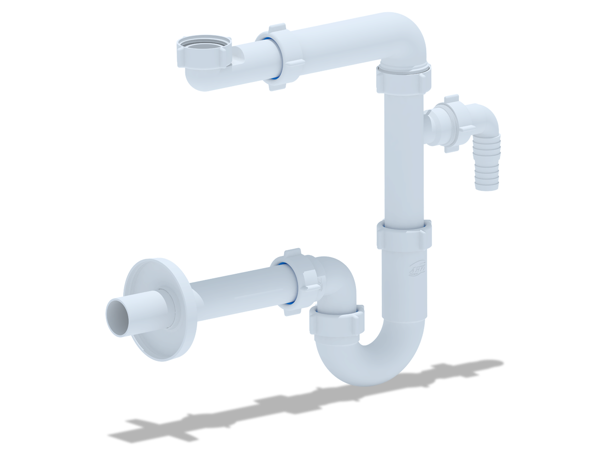 Сифон для умывальника 1 1/4 х 32 с отводом для ст. машины без выпуска  прям. труб. 32мм, ANI PLAST