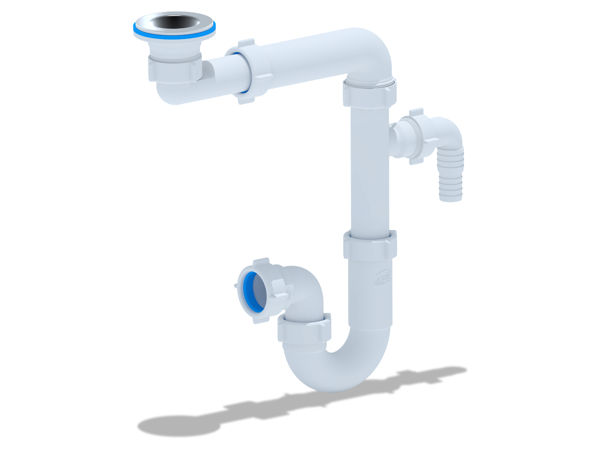 Сифон для умывальника 1 1/4 х 32 с отводом для ст. машины,нерж.реш. 65мм, ANI PLAST