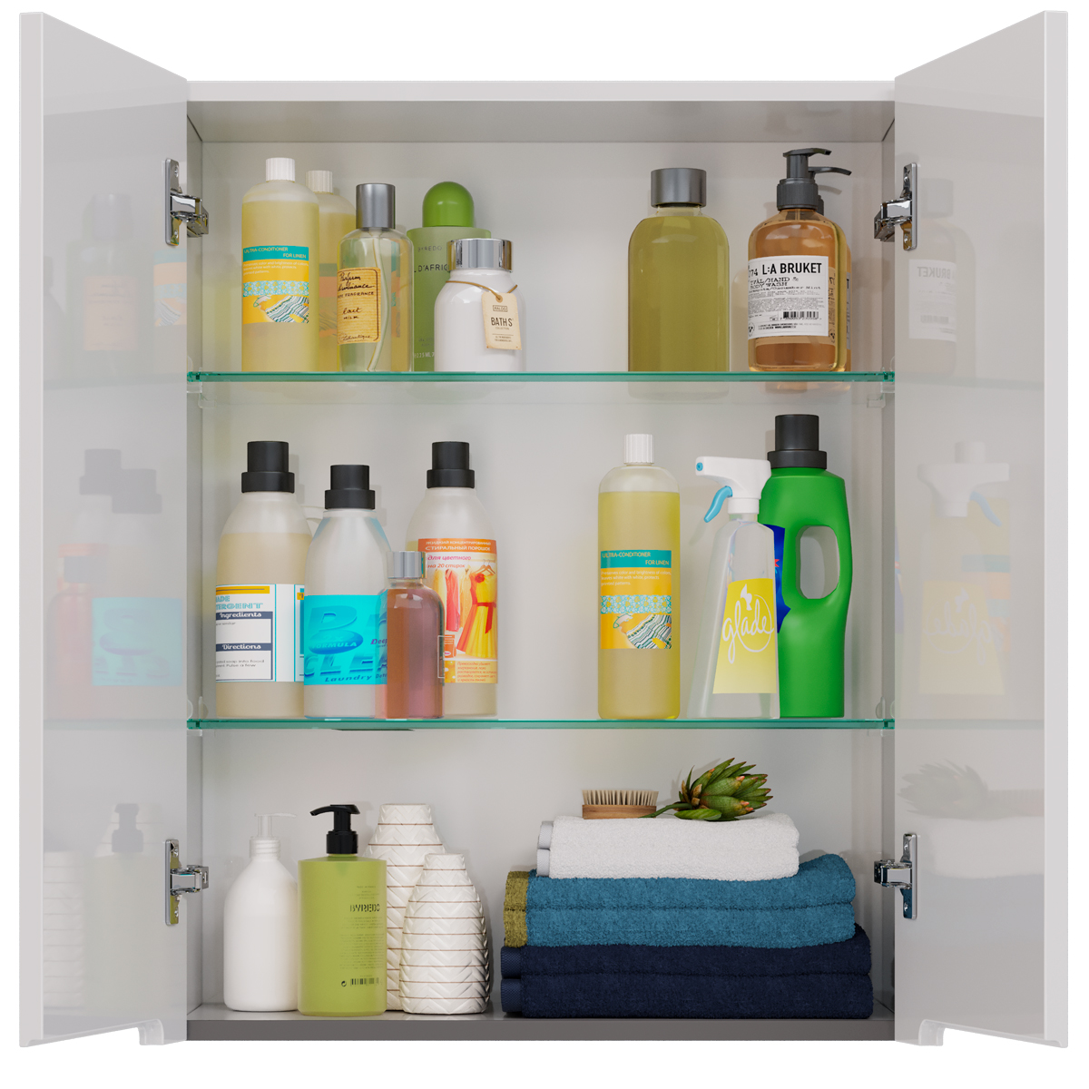 Шкаф Lemark BUNO 60 см подвесной, 2-х дверный, цвет планки: Серый, цвет корпуса, фасада: Белый гляне