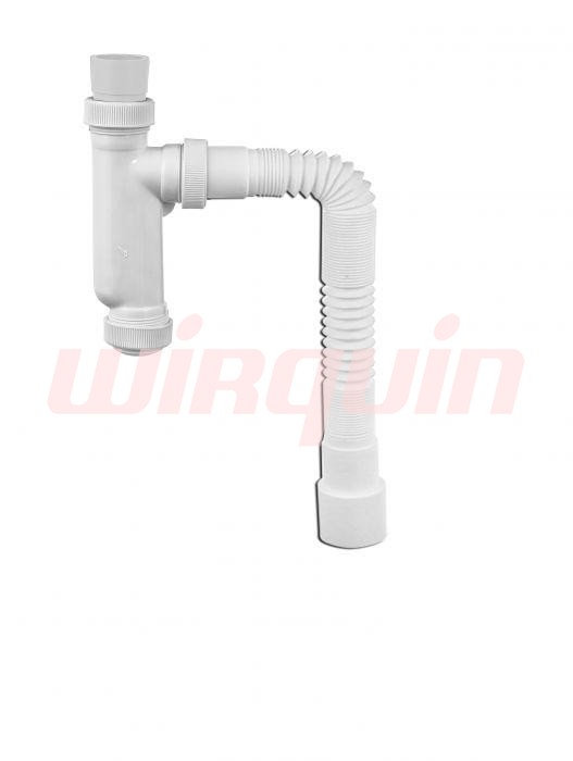 Сифон для писсуара белый, вход d38-44мм, с гофротрубой 40Х40/50, WIRQUIN