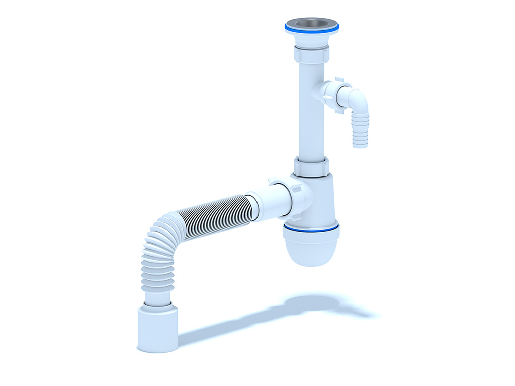 Сифон для раковины АНИ Пласт C1310 1 1/4 дюйма 40 с отводом для стиральной машины с гибкой трубой 40х50