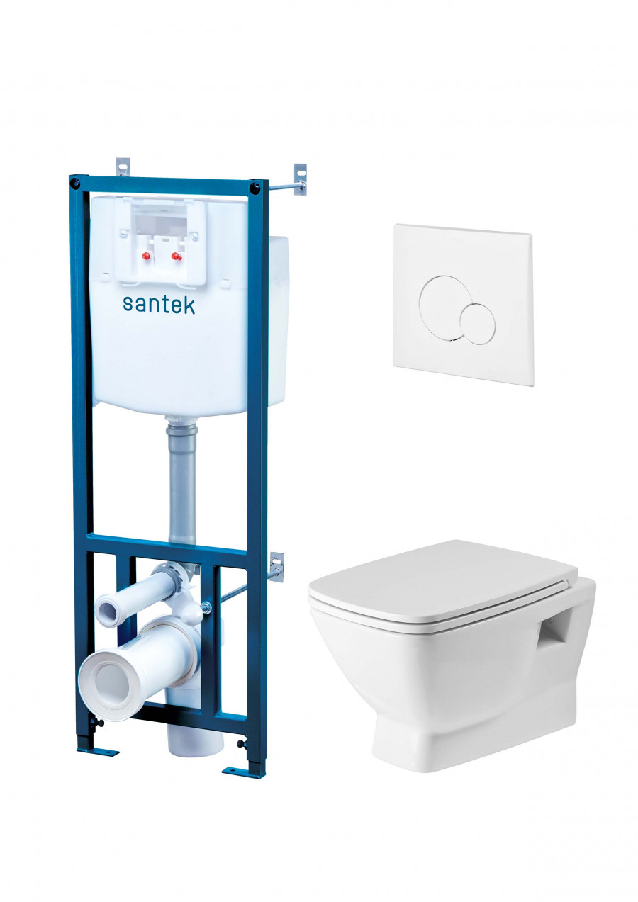 ПЭК НЕО rimless ( подв. унитаз+инсталл.+сид.SC+бел.кнопка двойного слива) САНТЕК  