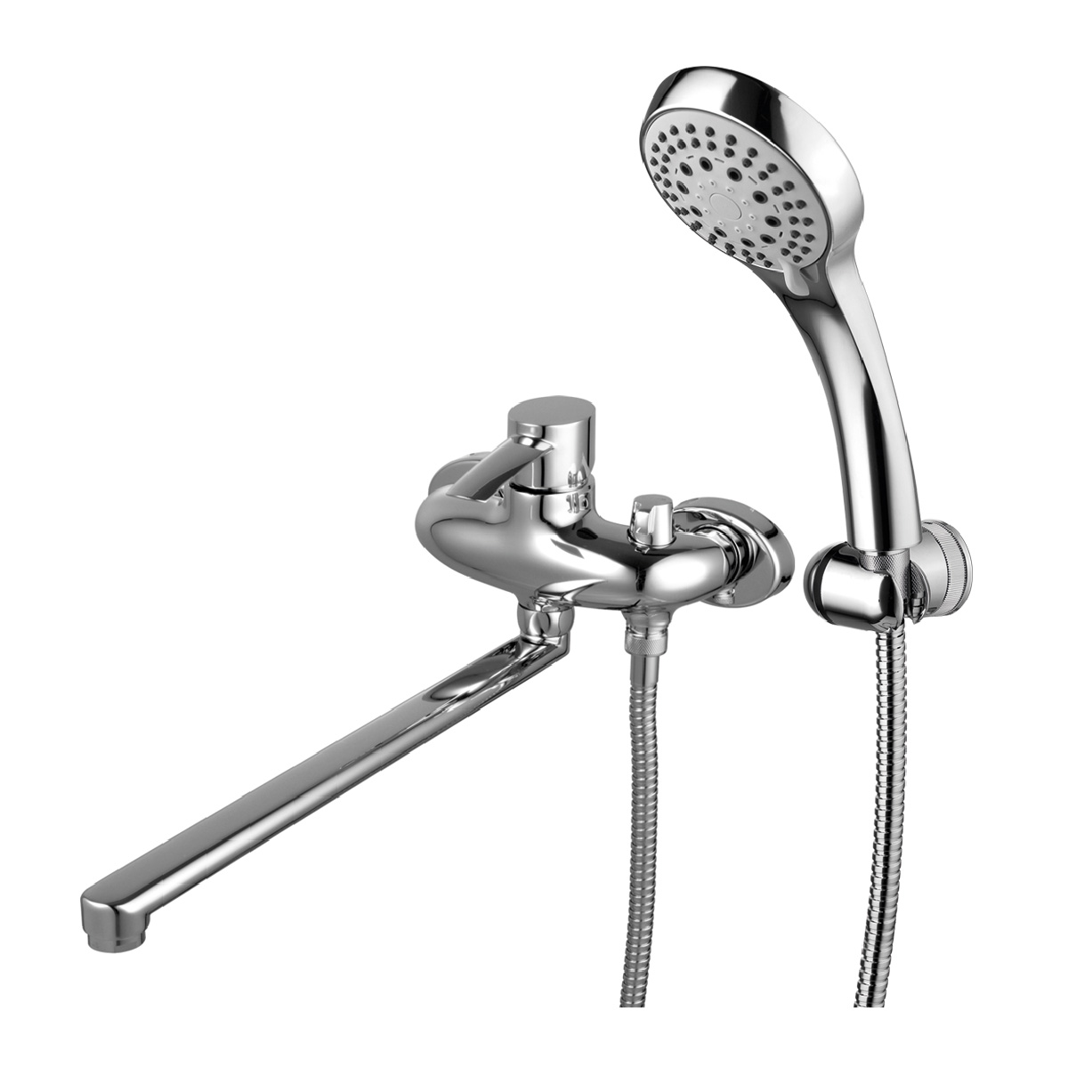 Atlantiss Смеситель для ванны, плоск.пов.излив 350мм боковой дивертор лейка, р/ОД, хром, LM, LM3217C