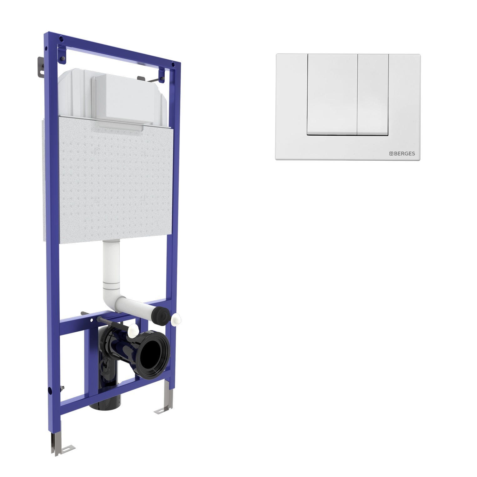 Инсталляция  для скрытого монтажа унитаза NOVUM кнопка S4 Soft Touch белая, BERGES