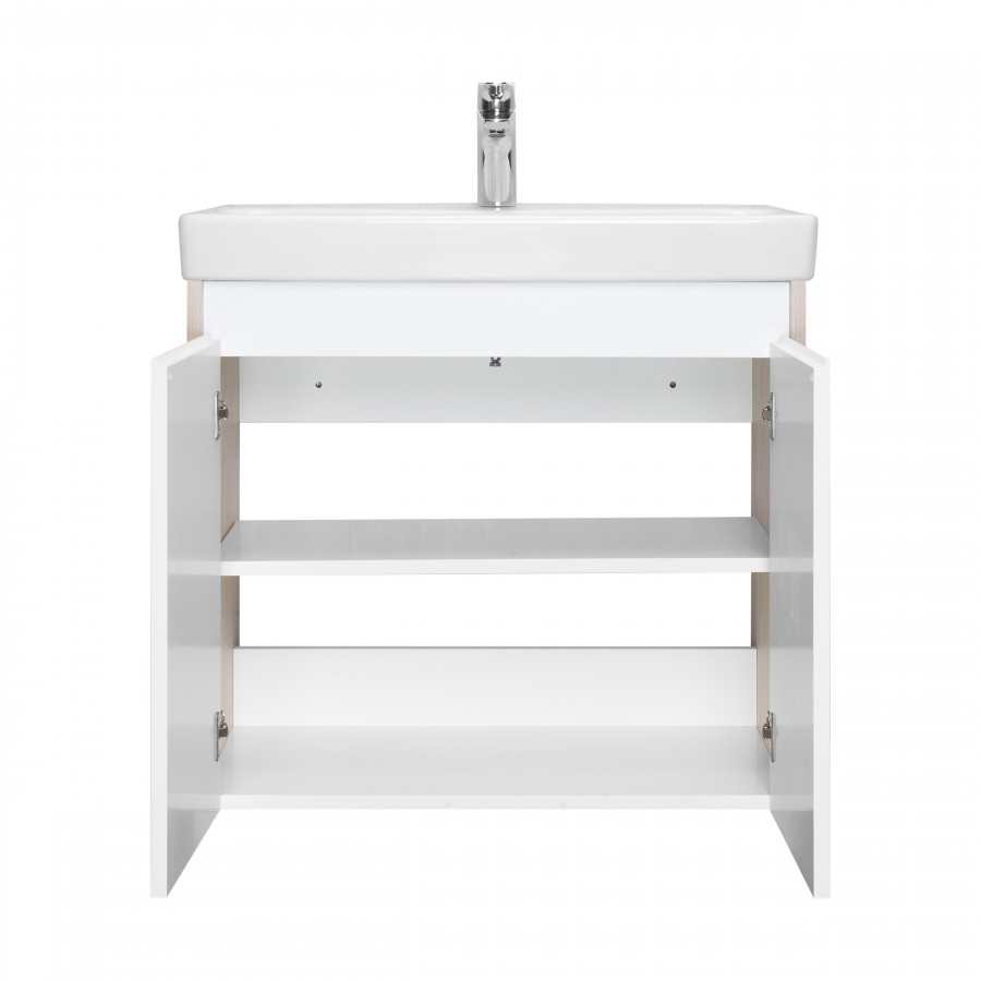 Тумба СКАНДИ DOORS 70, универс., 2 дв., белый глянец/дуб верона (под раковину АДРИАНА 70)