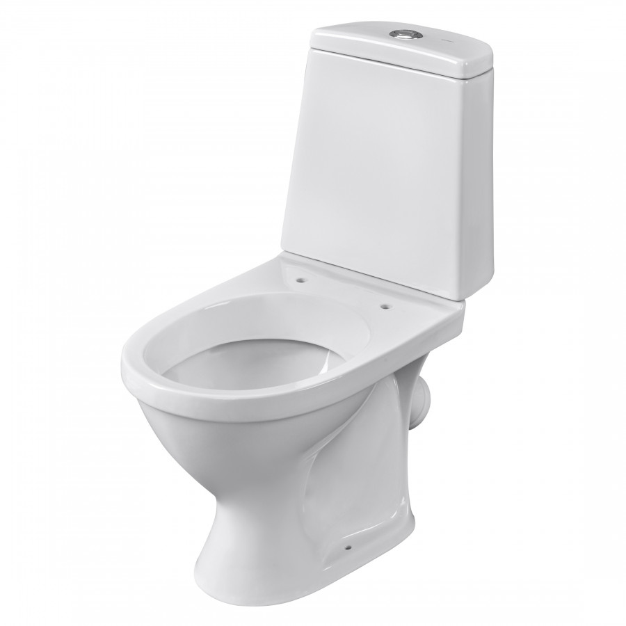 Унитаз-компакт "Прайм", косой выпуск, с 2-режимной кнопочной арматурой и сиденьем полипропилен. SANT