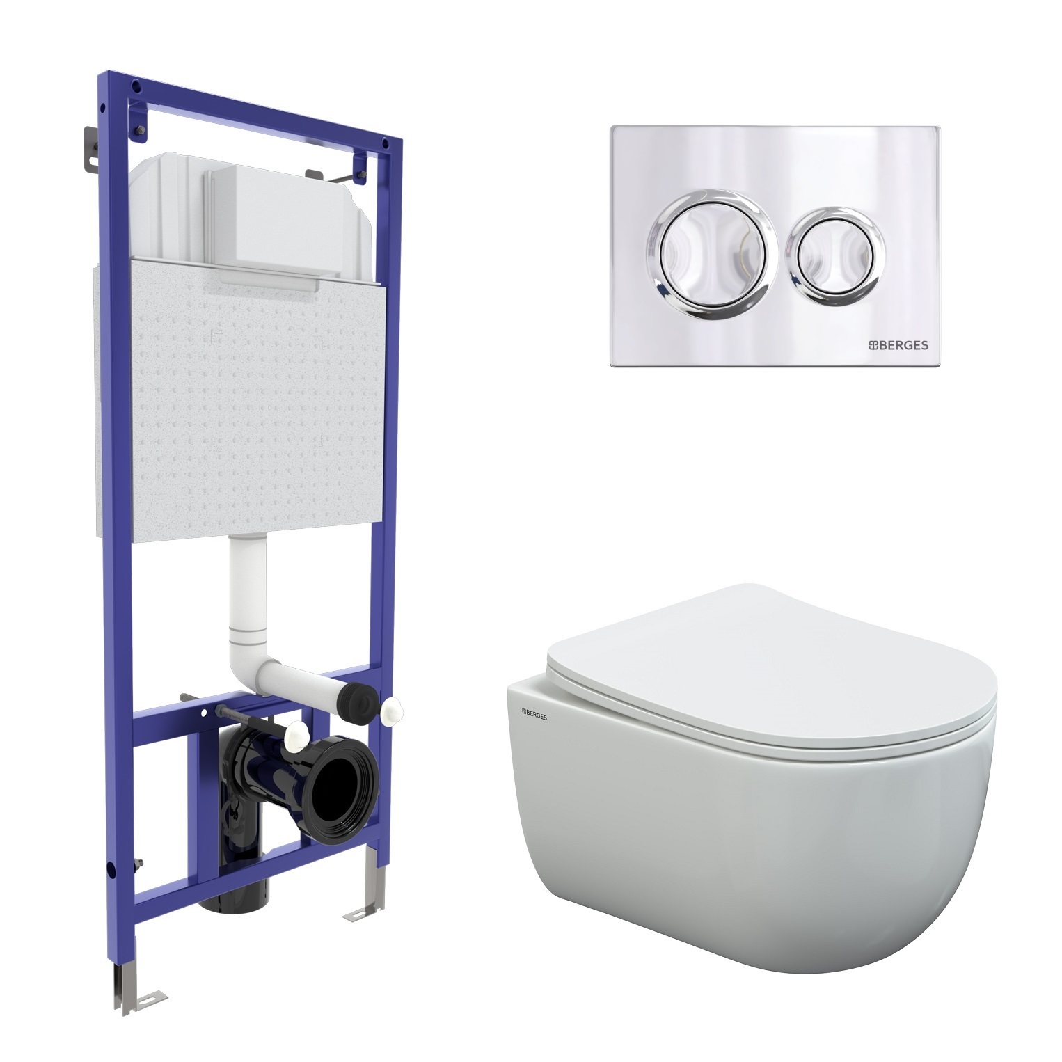 Комплект для монтажа  подвесного унитаза: инсталляция NOVUM525, кнопка О3 хром глянец, унитаз VENTAS