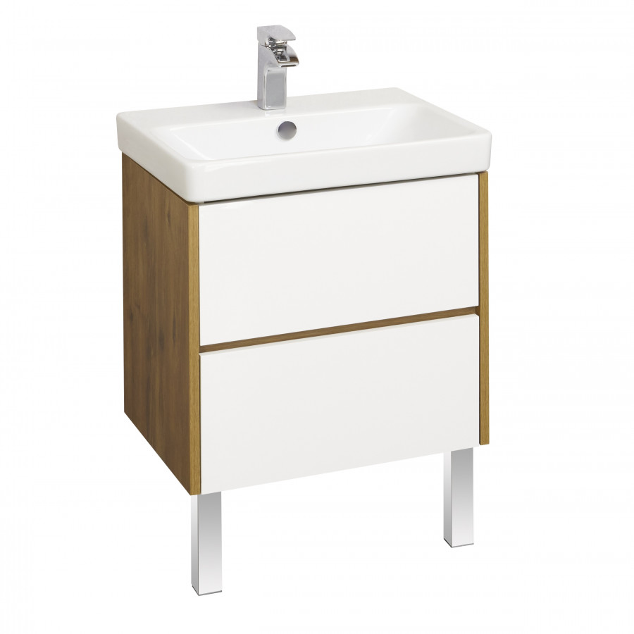 Тумба СКАНДИ 70, белая, дуб рустикальный (под раковину АДРИАНА 70) 