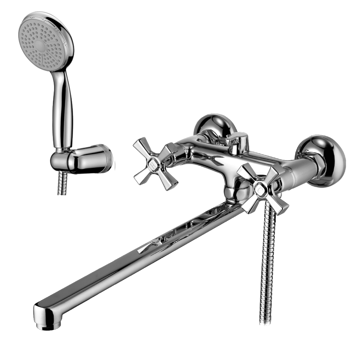 Benefit Смеситель для ванны, плоск.пов.излив 350мм лейка, р/ДВ, хром, LM, LM2512C