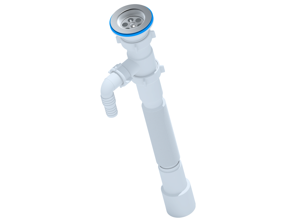 Сифон гофрирован. 1 1/2"*40/50с отводом стиральной машины, ANI PLAST