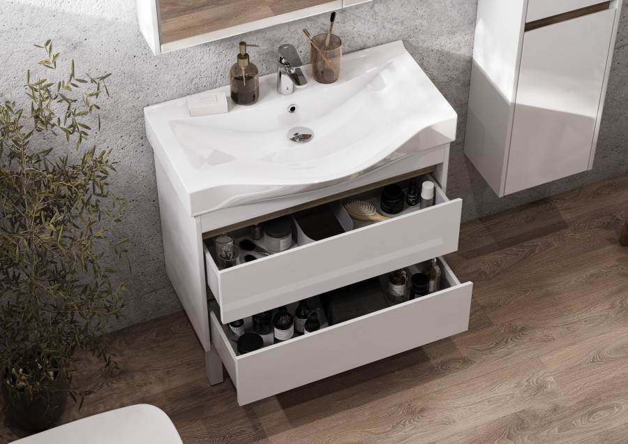 Тумба НОРТОН 80, белая (под раковину БЕВЕРЛИ 80)