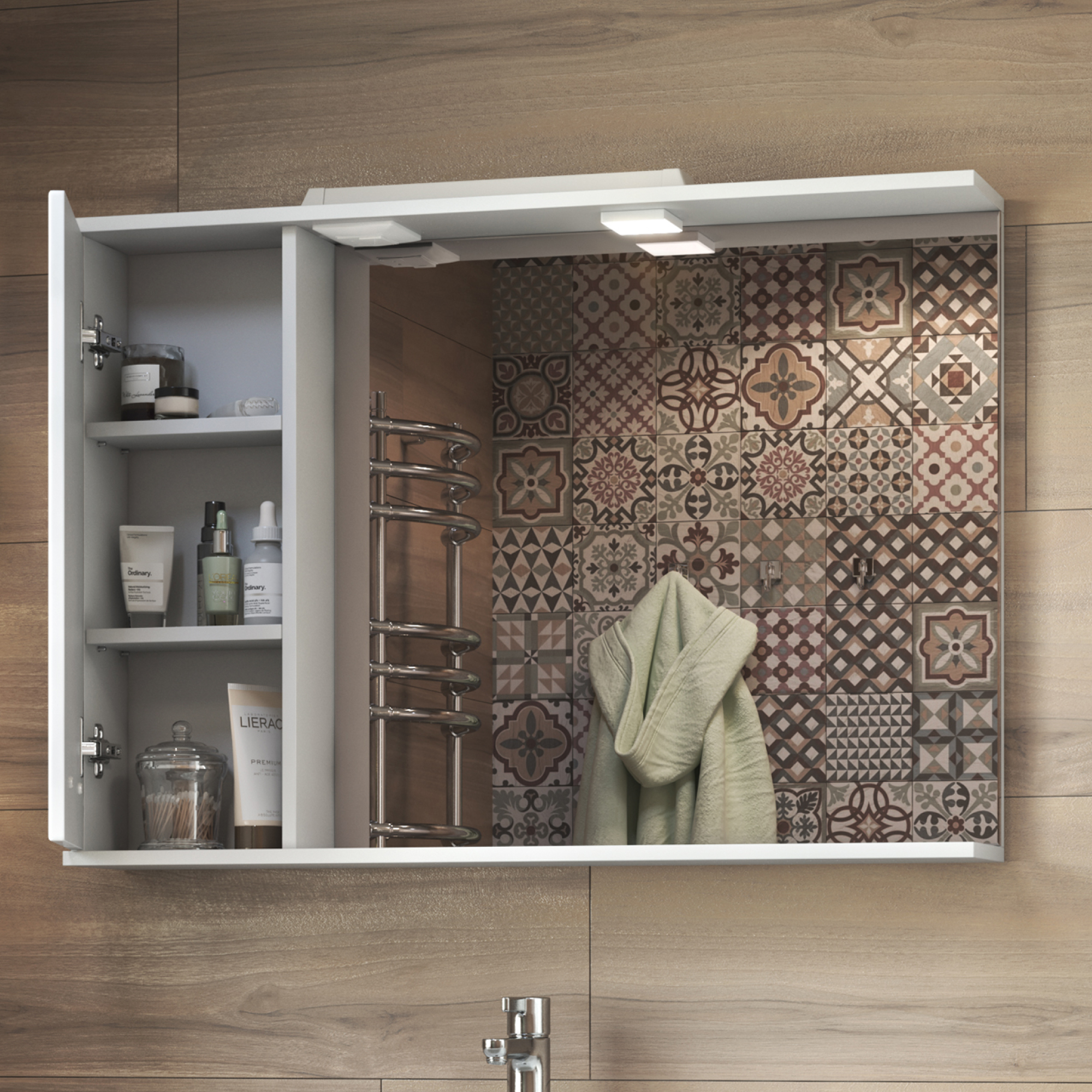 Зеркало со шкафом VIGO Diana 100 подвесное белый (z.DIA.100.L.El)