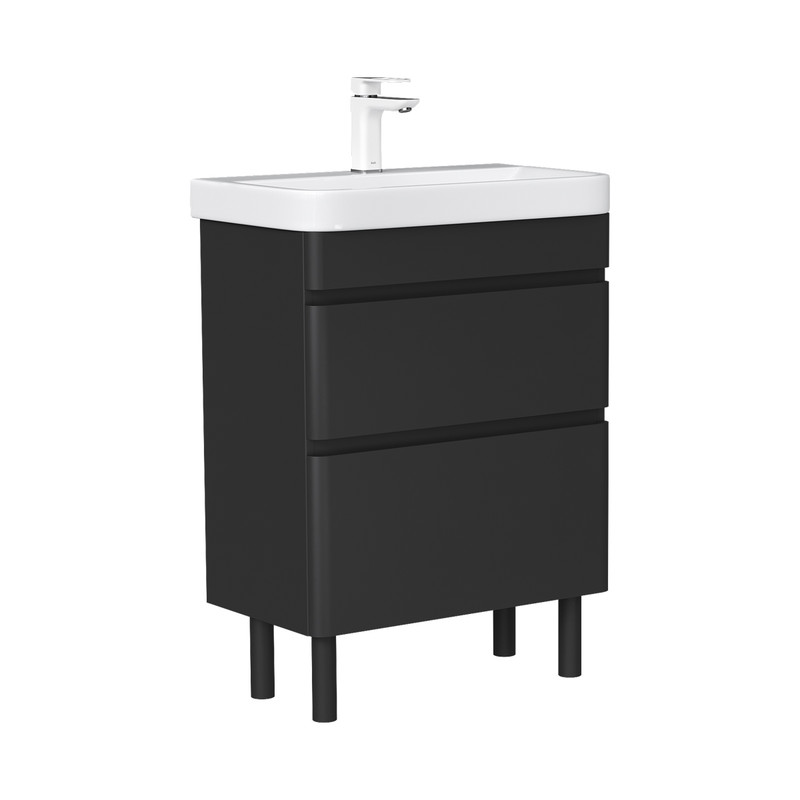 Тумба EQUIL Eltoro 70 напольная 2 ящ. черный софт (под раковину 9595-70)