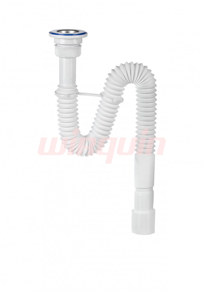 Сифон гофрированный МИНИ Элит с нержавеющей чашкой Ø63, стандарт L800 мм(1¼- Ø40/50), VIRPLAST