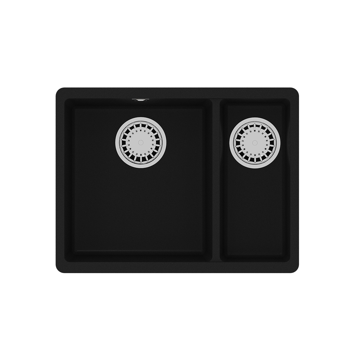 Кухонная мойка Lemark SINARA 550.2-U подстольного монтажа с доп.чашей из кварцгранита, Антрацит 