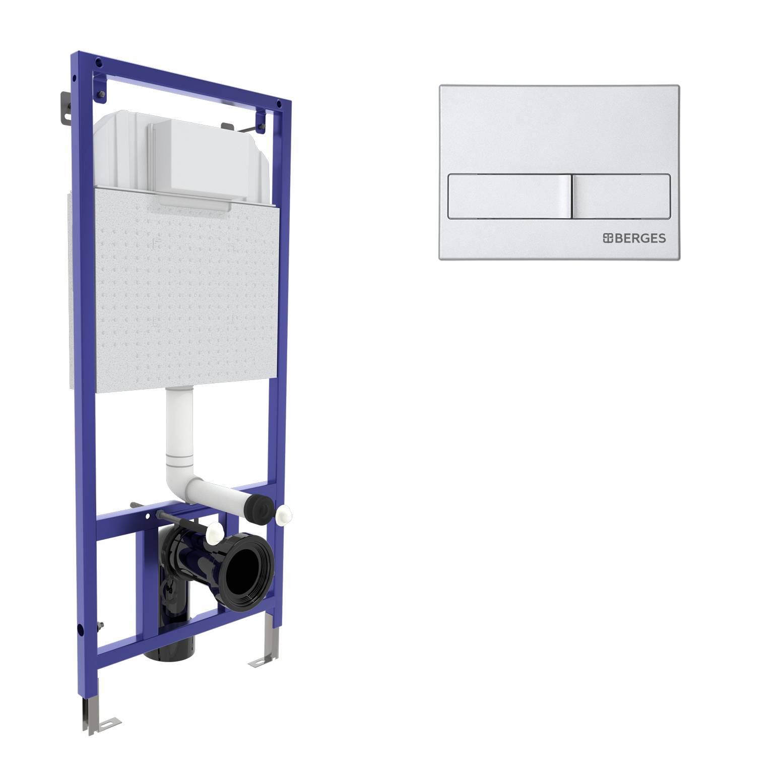 Инсталляция  для скрытого монтажа NOVUM L2 с кнопкой хром матовый, BERGES