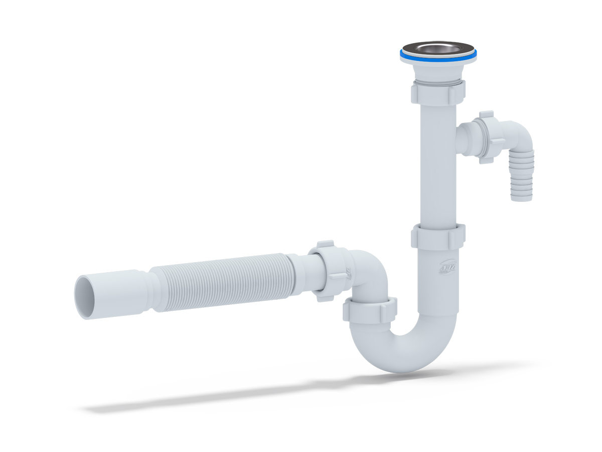 Сифон Ани 1 1/4*32 прямоточный с отводом для с/м и г/т 32*40, ANI PLAST