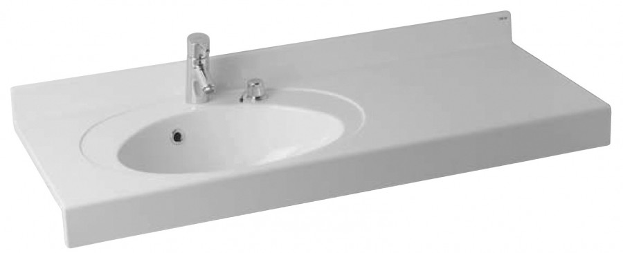 Раковина ОТЕЛЬ 3/1200, левая с навесами и диспенсором