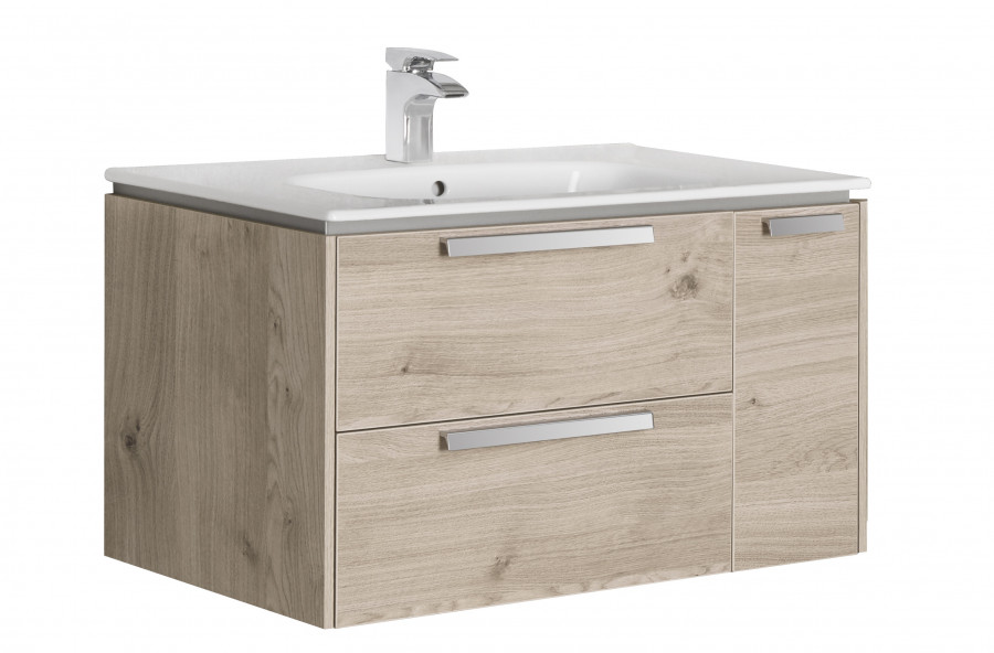 LAGO Тумба под раковину VICTORIA 80, светлый дуб, ROCA