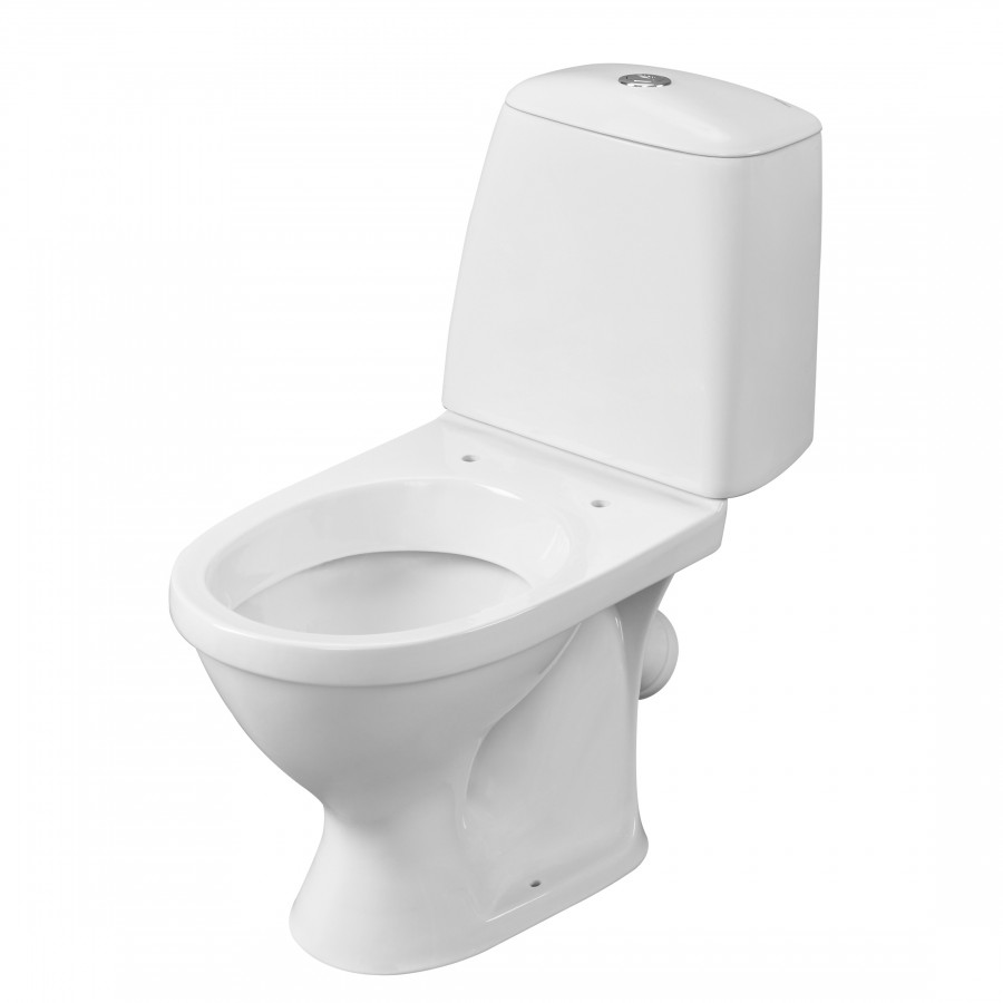 Унитаз-компакт "Соната" косой выпуск, 1 сорт, с кнопочной арматурой и сиденьем  SANTERI