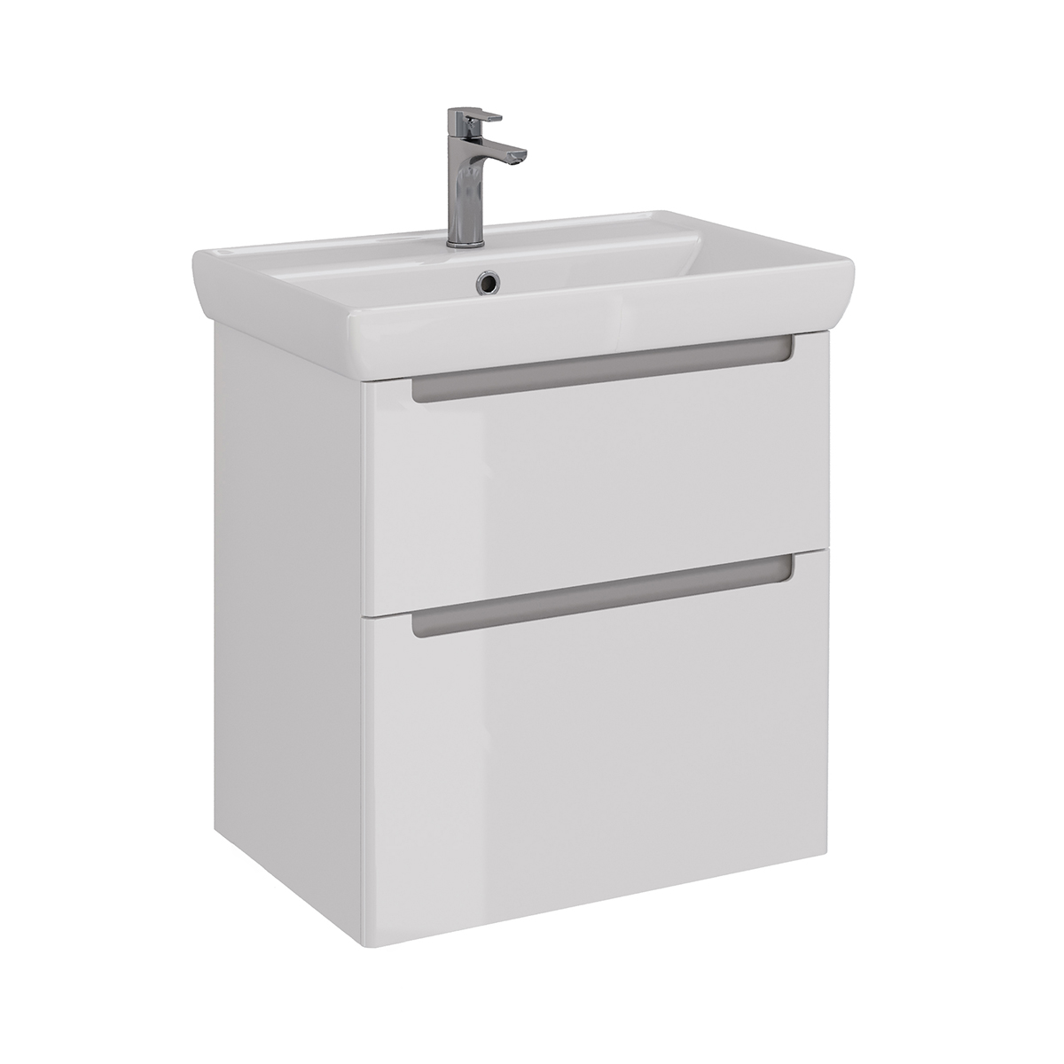 Тумба Lemark BUNO 70 см под 1 раковину, подвесная/напольная, 2 ящика, цвет планки: Серый, цвет корпу