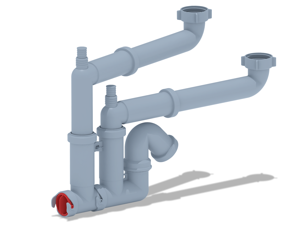 Cифон для мойки АНИ Пласт F серия F3520 1 1/2 дюйма 40 двойной с отводом для стиральной машины без выпуска
