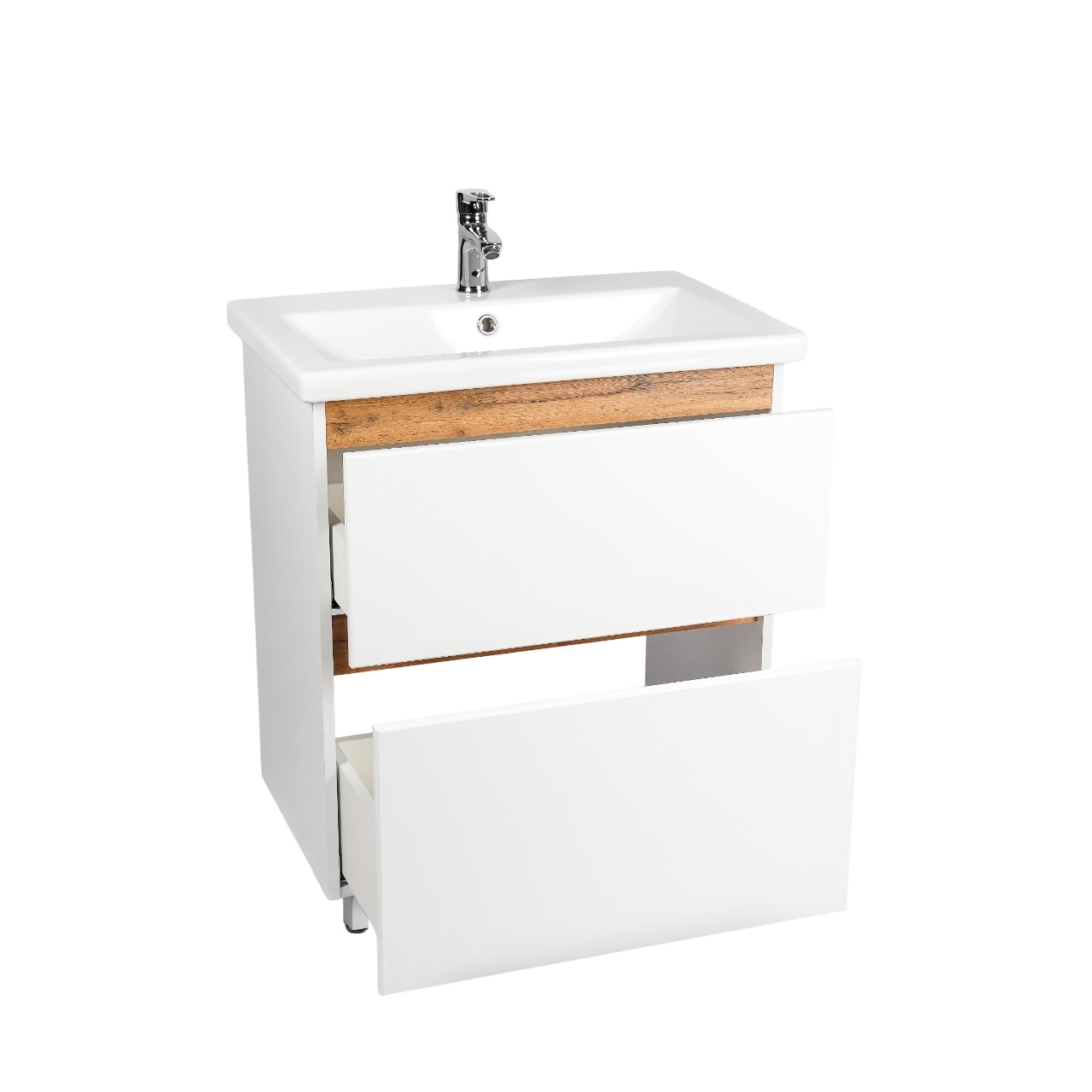 Тумба под раковину VIANT МАЛЬТА 80 напольная белый/дуб вотан (VMAL80CO-T2Y)