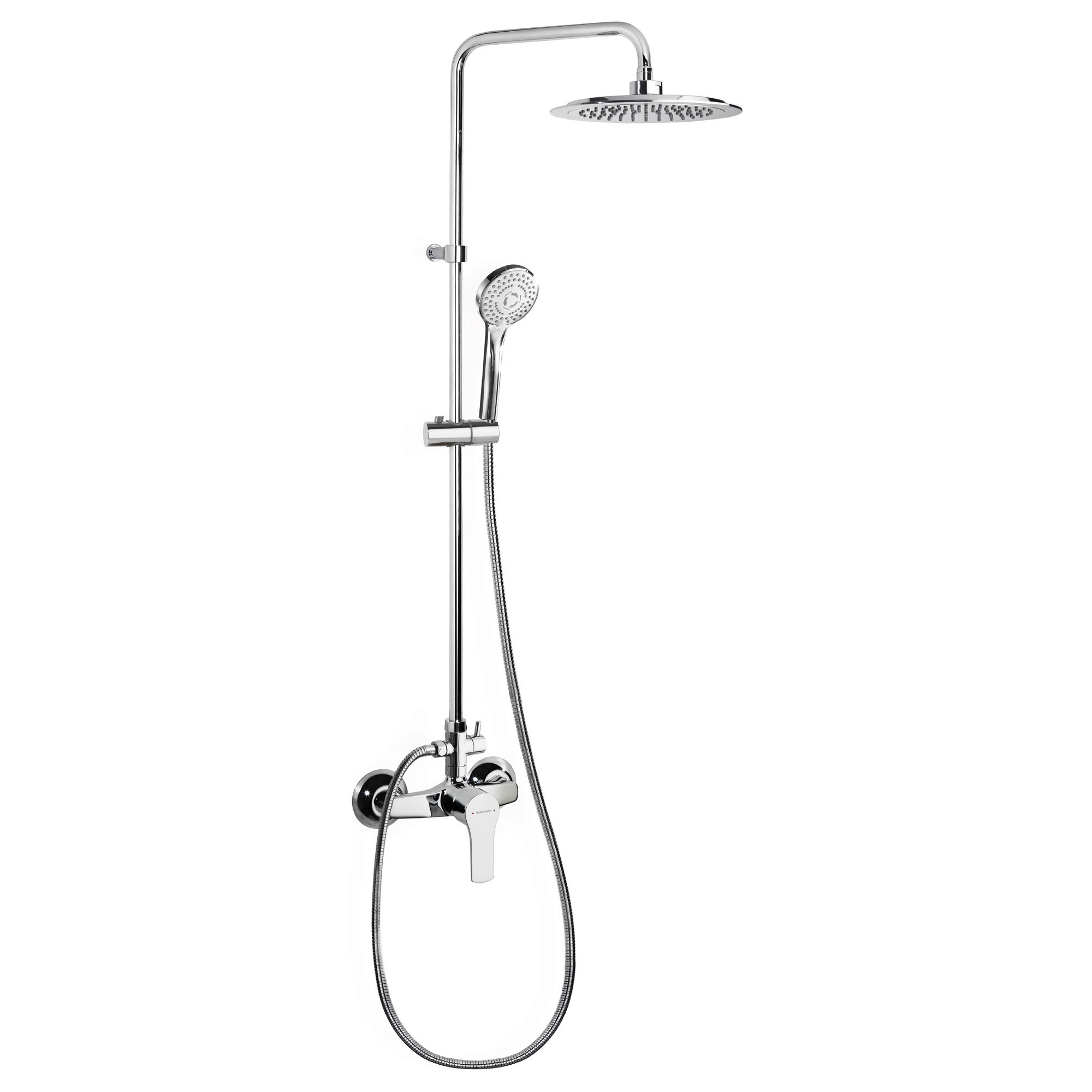 Душевая система наружнего монтажа с телескопическим тропическим душем и душевым комплектом ABS-пласт