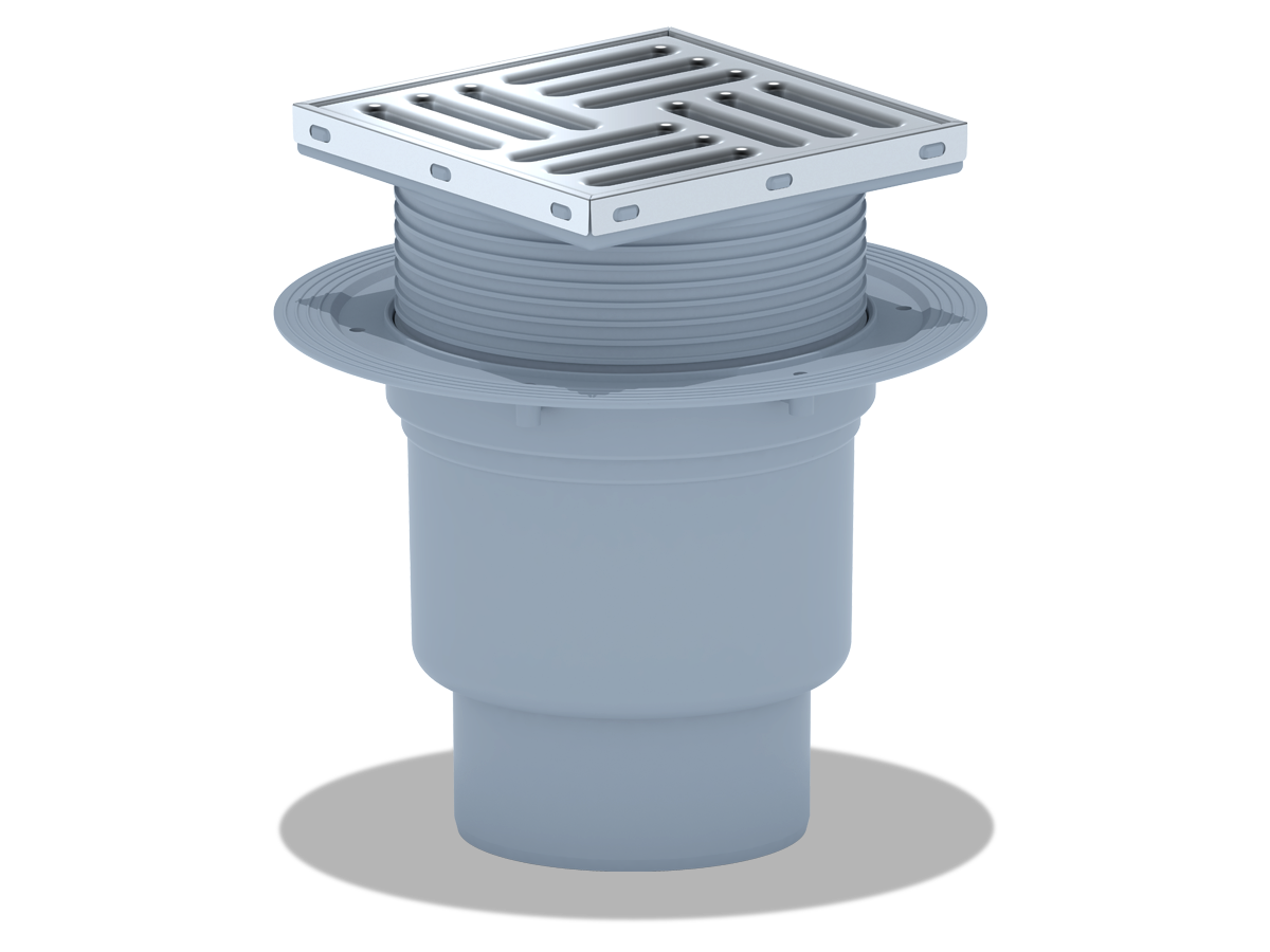 Трап верт. рег. выпуск 110 с решеткой 15х15 нержавеющая сталь, ANI PLAST