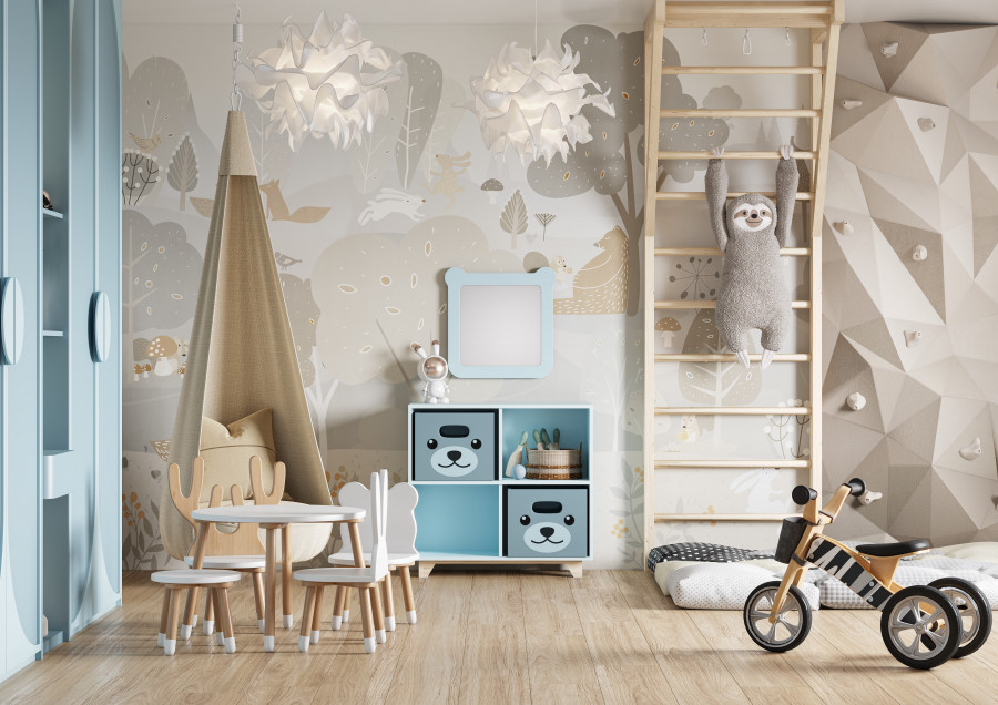 Зеркало КАСПЕР МИШКА, квадратное, голубой матовый