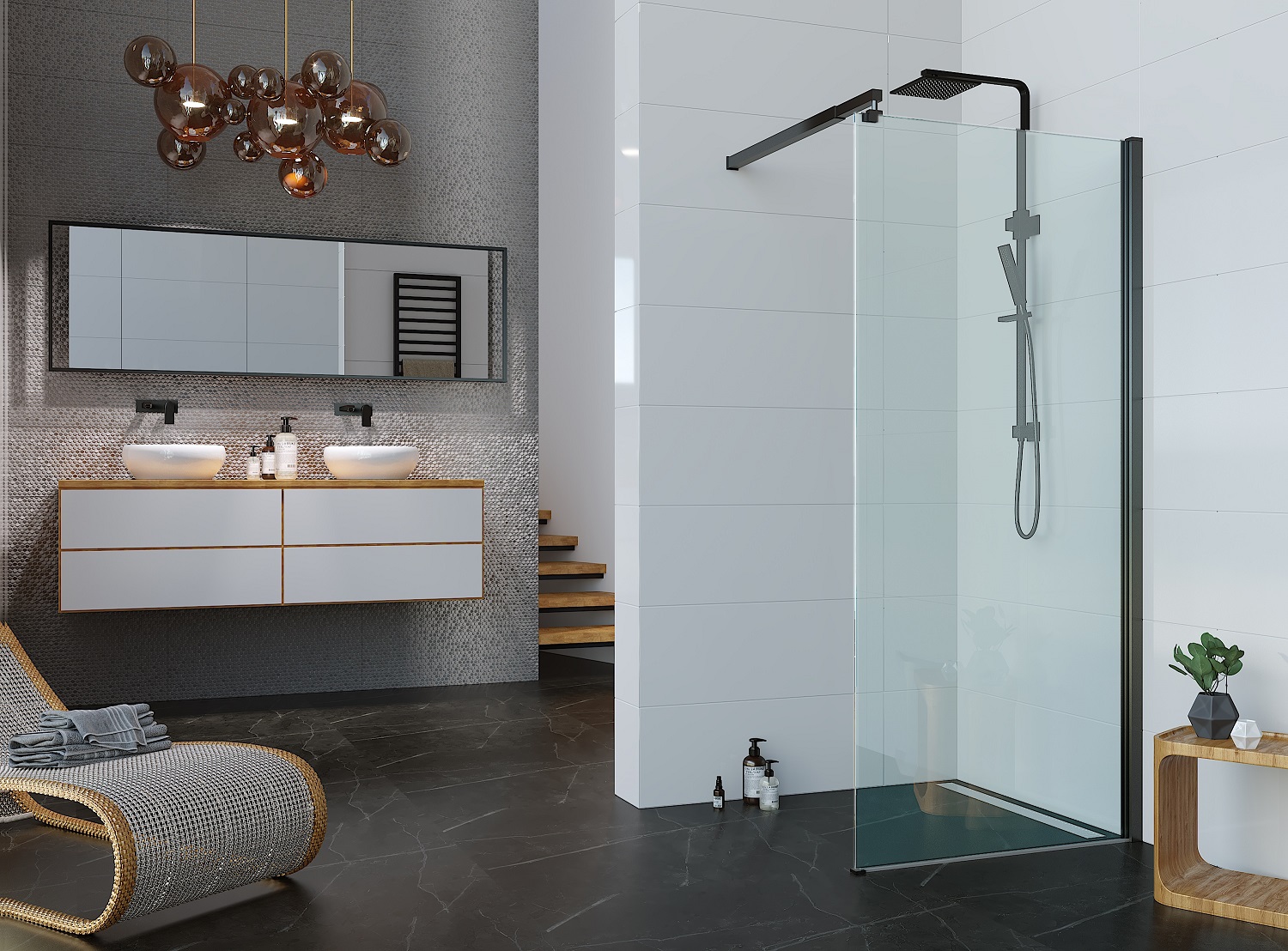 Душевая перегородка ALEX BAITLER 29 серия AB2990B1 прозрачное стекло