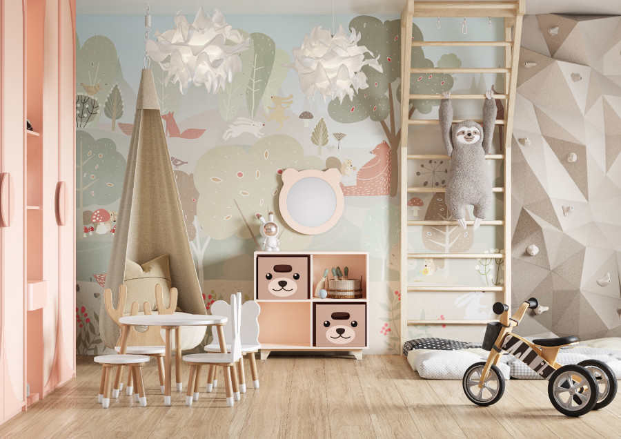 Зеркало КАСПЕР МИШКА , круглое, розовый матовый